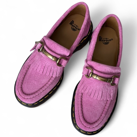 Dr. Martens Adrian Snaffle Thrift Pink Repello Calf Python Embossed Loafers Sz 7 - Picture 2 of 11